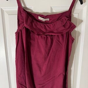LOFT Red Ruffled Sleeveless Camisole